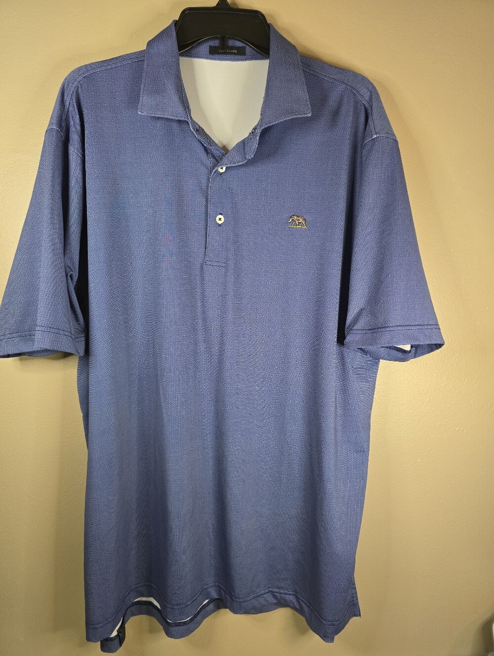 Turtleson Polo Shirt Mens Size XL Small Blue Dot Print Embroidered Elephant